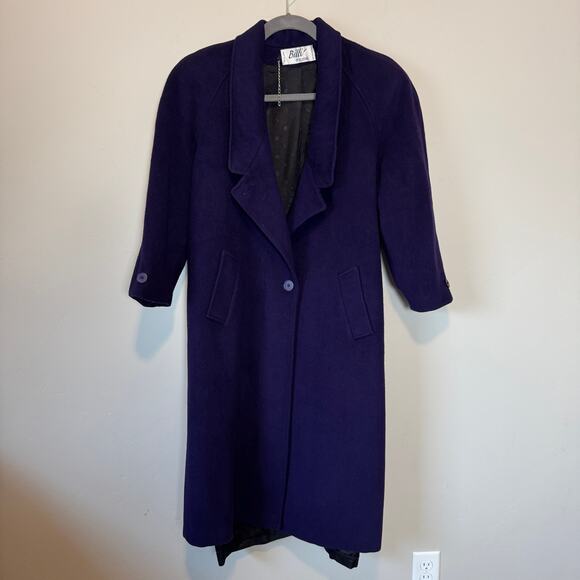 EUC VTG 80s Billi Billycoat Purple Wool Blend Long Overcoat Power Dressing Coat - Picture 2 of 12
